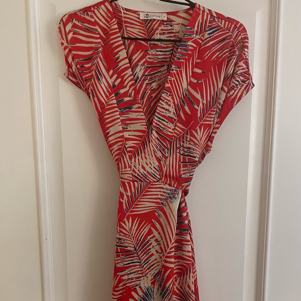 Cupshe Red/Paradise Leaf Maxi Dress, Size L
